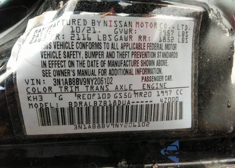 2022 Nissan Sentra S Xtronic Cvt z USA, uszkodzony, nr VIN 3N1AB8BV9NY206102